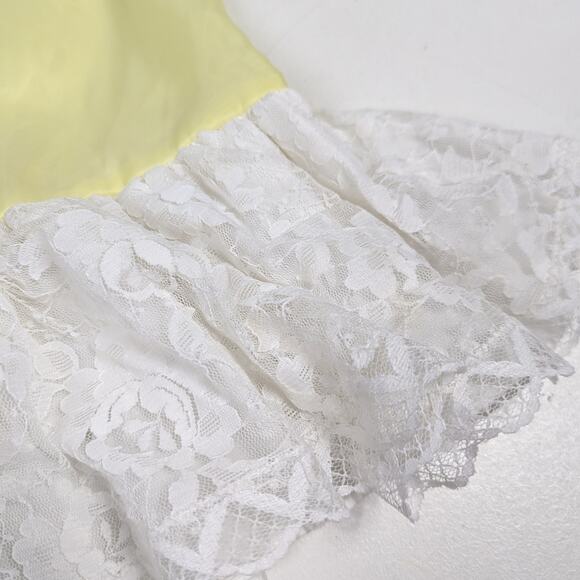Vtg Panda Party Dress Girls Sz 2T Semi Sheer Yellow Frilly Lace 80s/90s - Picture 3 of 5